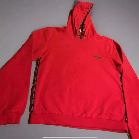 Mens Moschino Hoodie Red XL